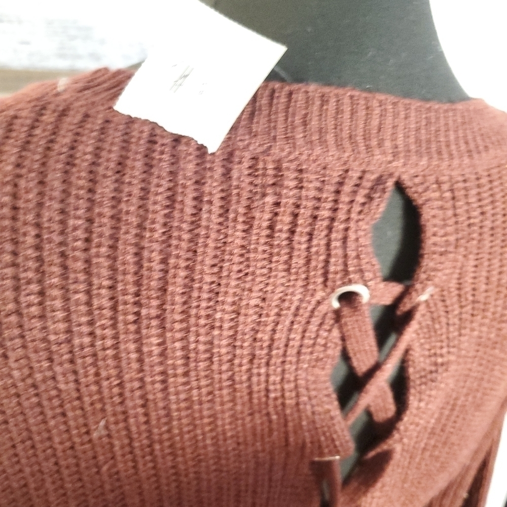 Ambiance appears LACE-UP BACK SWEATER Size LARGE NEW - Picture 3 of 12